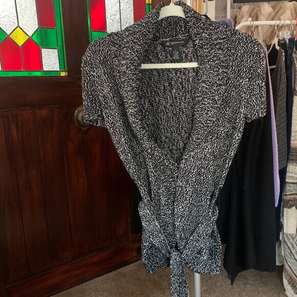 INC Women's Black & White Heathered Knit Cardigan (SZ SP) - Picture 9 of 10